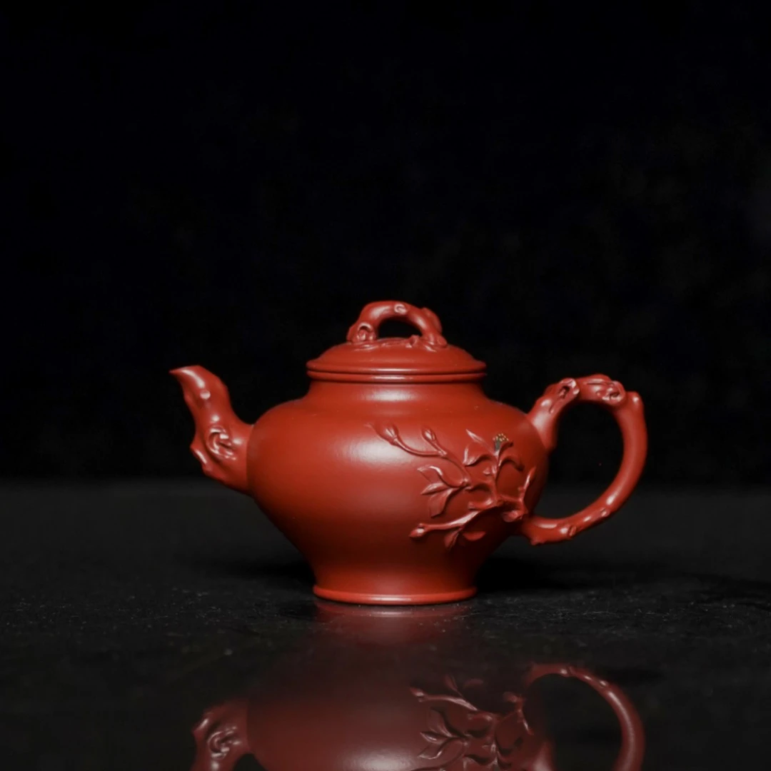 季畅园【玉兰报春】（大）大红袍300cc紫砂壶家用茶具 宜兴紫砂壶