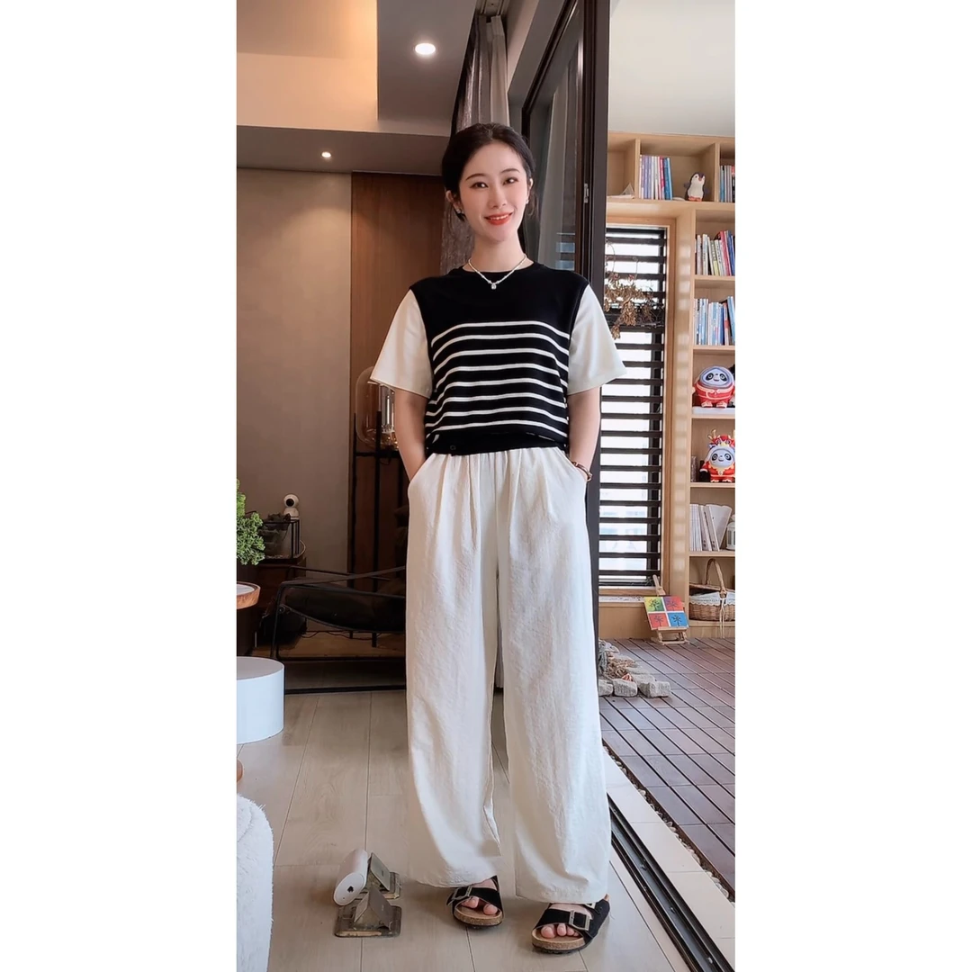 麦麦秋【现货-休闲山本裤+轻薄透气舒适百搭】夏季薄款女垂感长裤