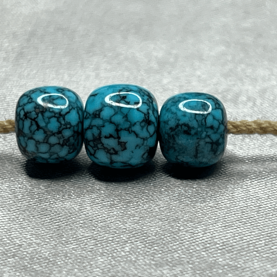 松石套装，乌兰花料，顶珠8x7mm腰珠7.4x6.4mm重1.94克