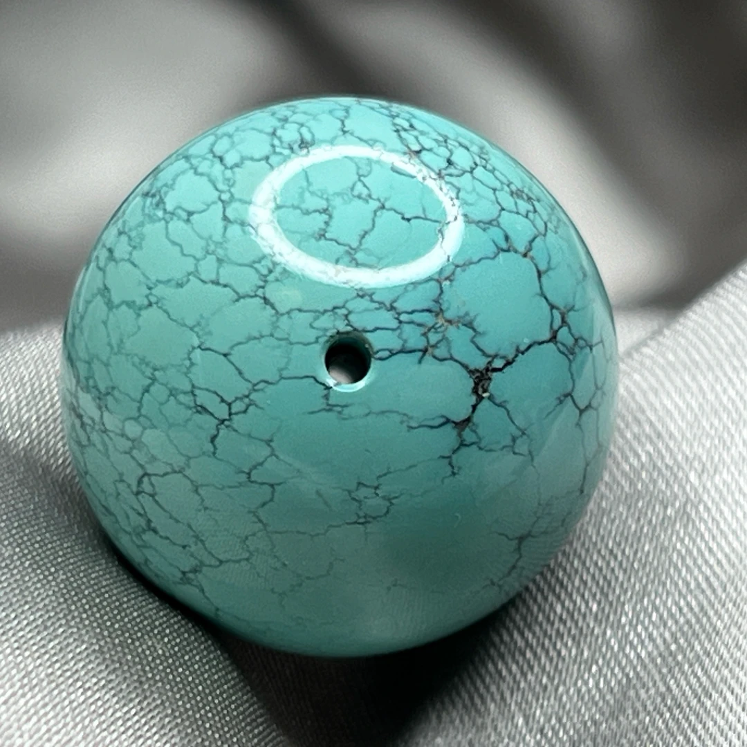 绿松石网花圆珠微水波纹，直径20.5mm重12克