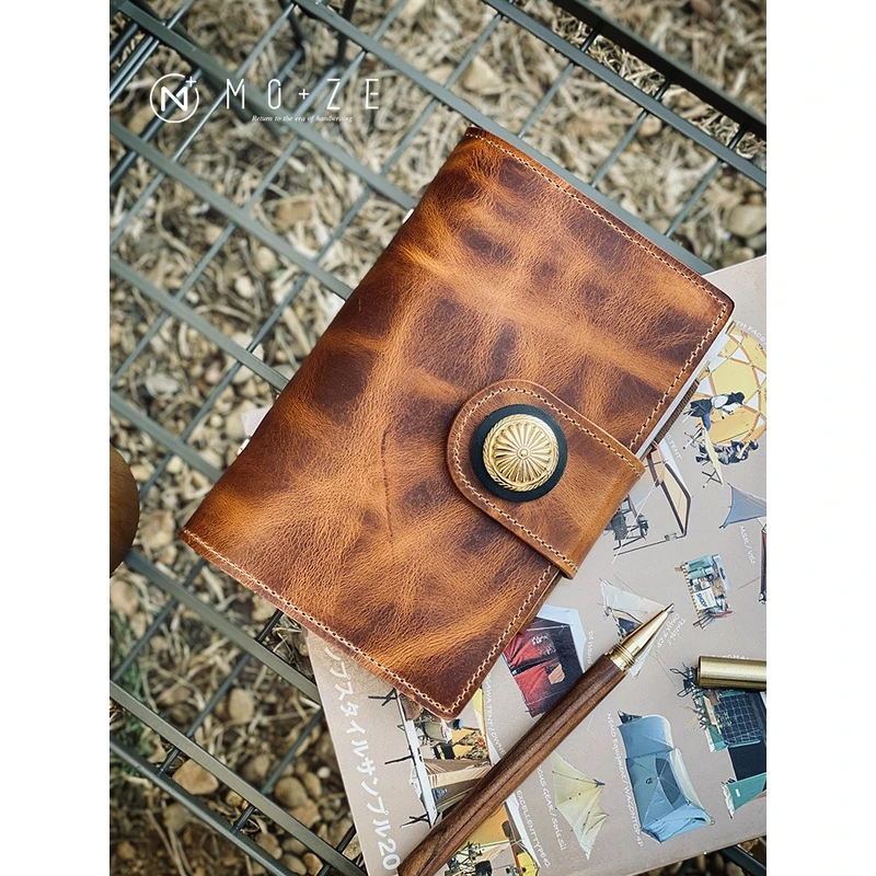 moze真皮活页手账本油蜡牛皮手工笔记本日记本A6记事本A７便携本