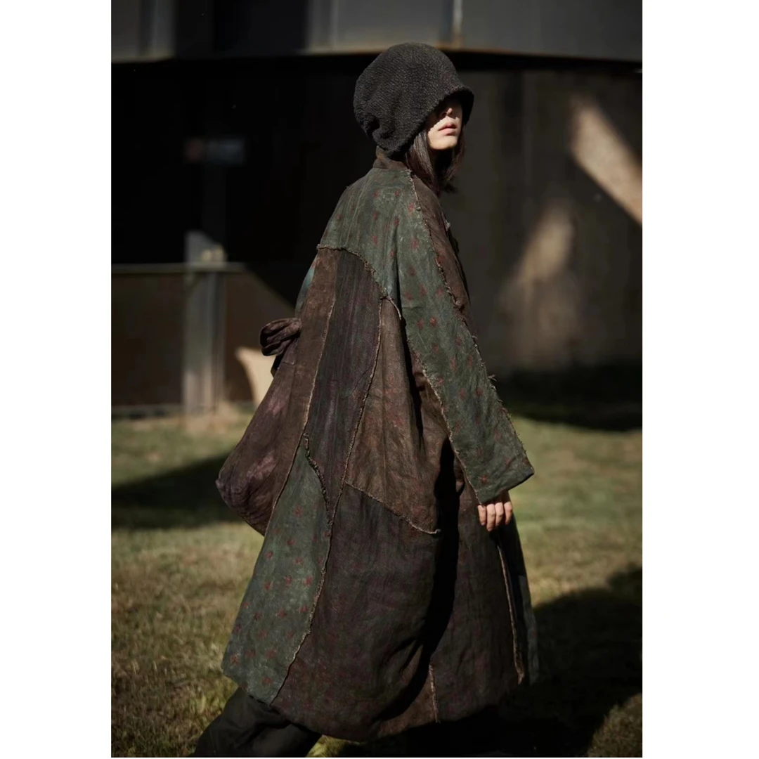 肖肖分享 麻依者冬季新款棉衣绿咖小伞花1172