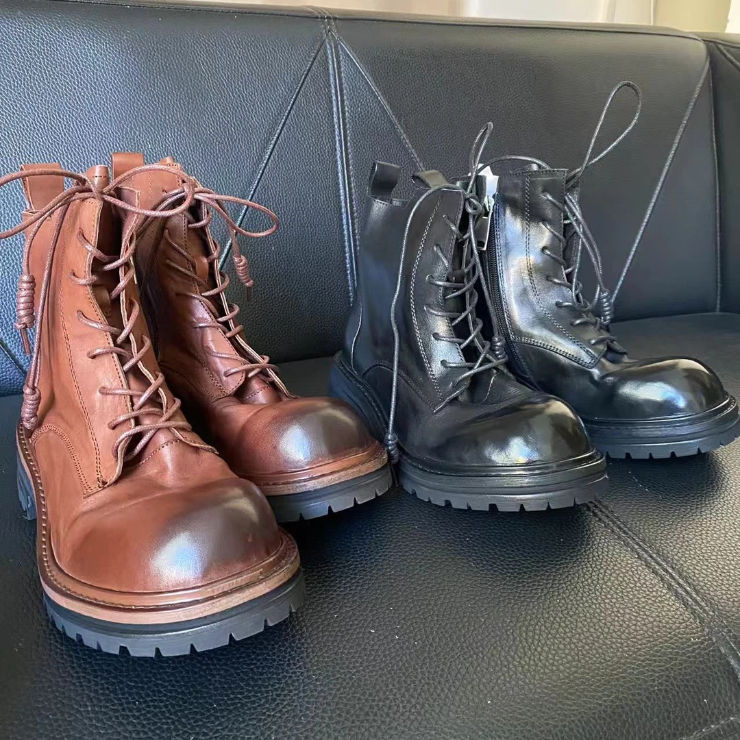 肖肖分享 复古系带牛皮高筒靴570