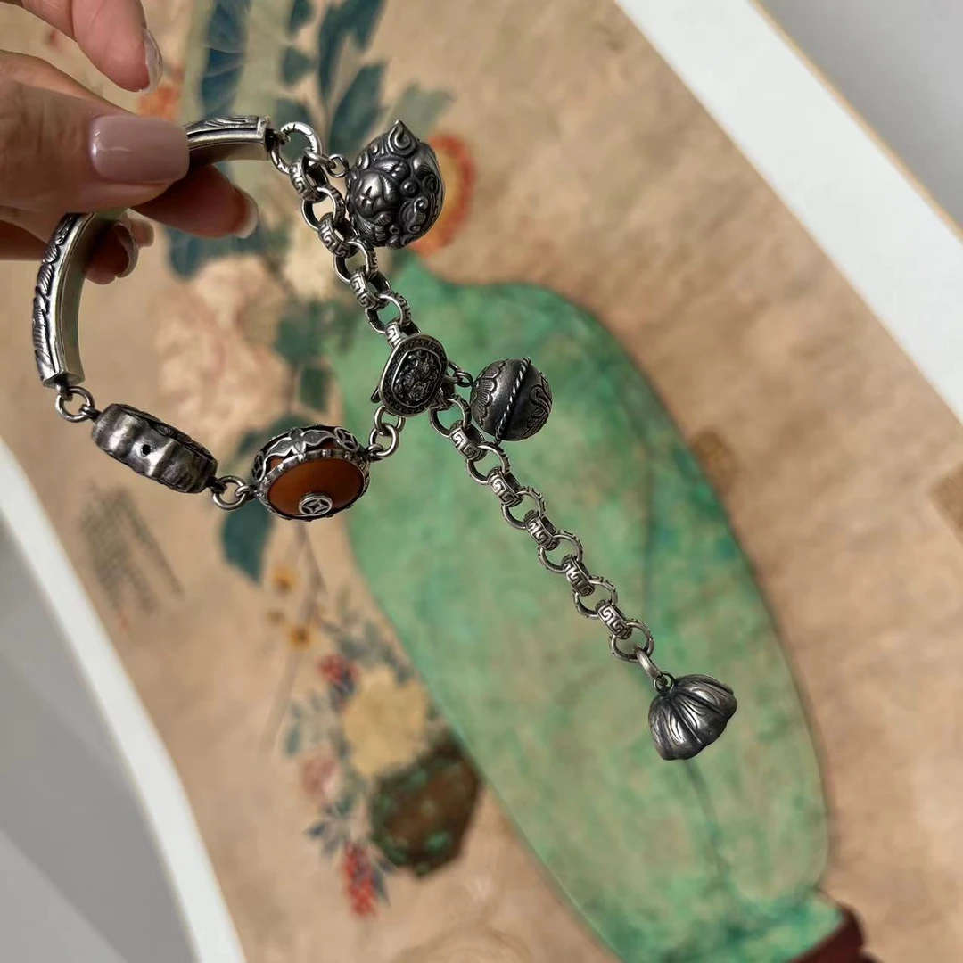 925银手链 （老银圆盘） 925手链老银手链