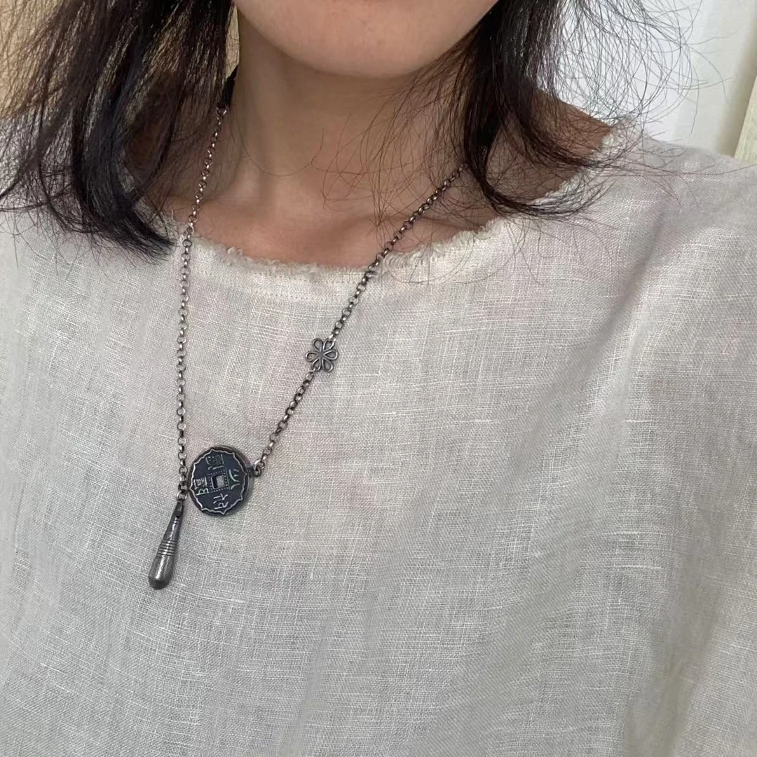 吊坠足银布艺 肖肖分享 小众心随所愿长款（有钱真棒）项链598