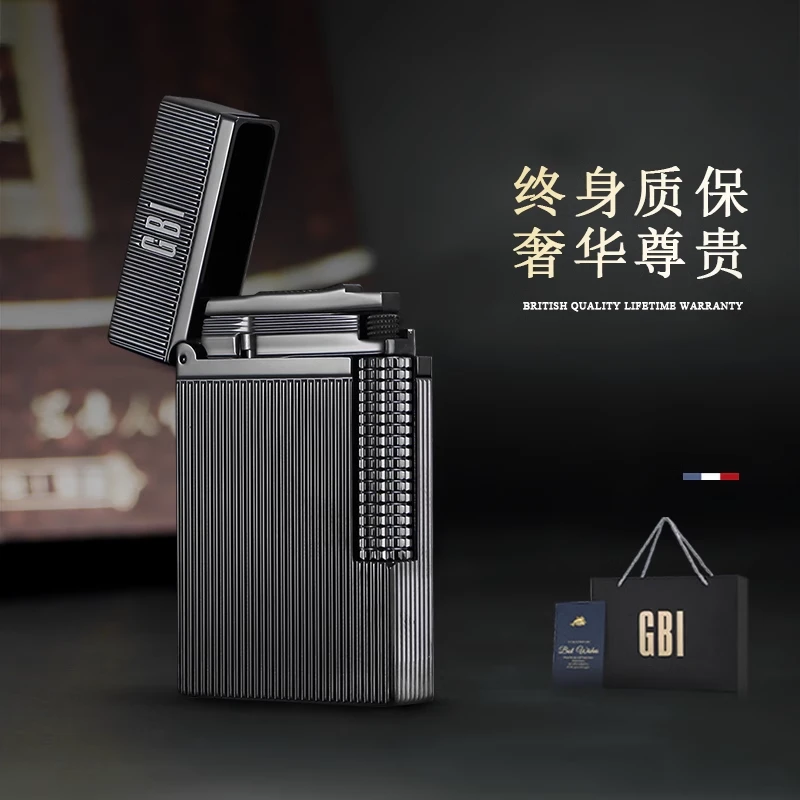 大船GBI朗声打火机商务英国钢音清脆高档黄铜复古充气礼盒送男友