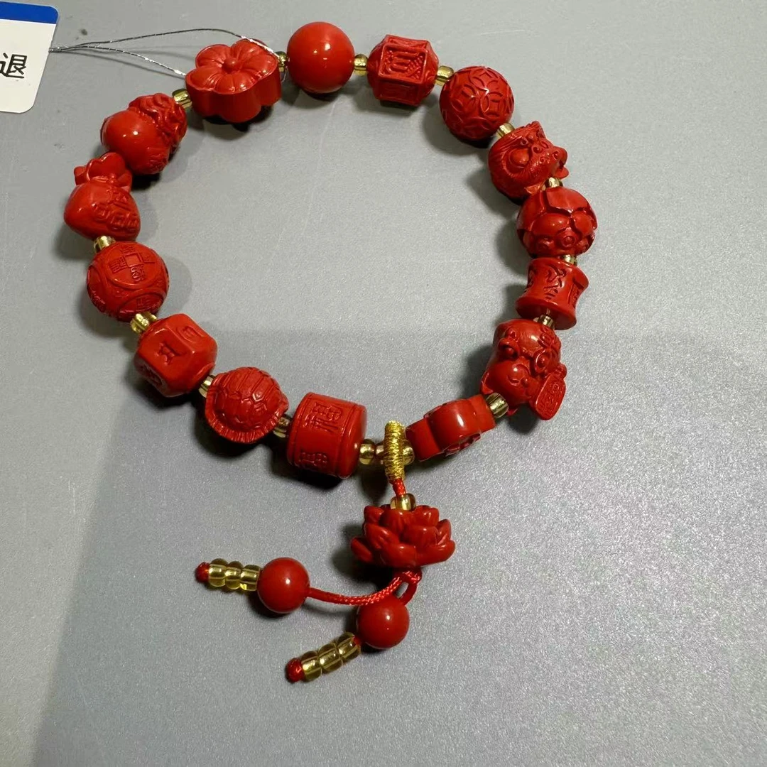 含辰砂工艺品B0112GMD004（多样性发货）朱砂多宝手串