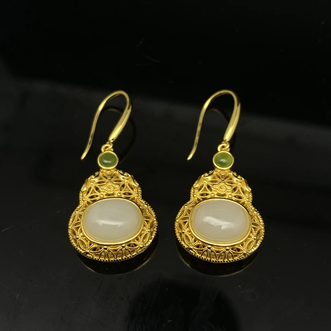 GMZY0025花丝葫芦和田玉耳坠