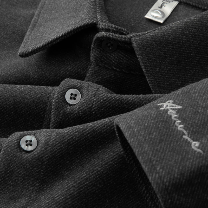 秋冬季男装2023新款磨毛呢衬衫长袖男士保暖加厚易打理外套衬衣