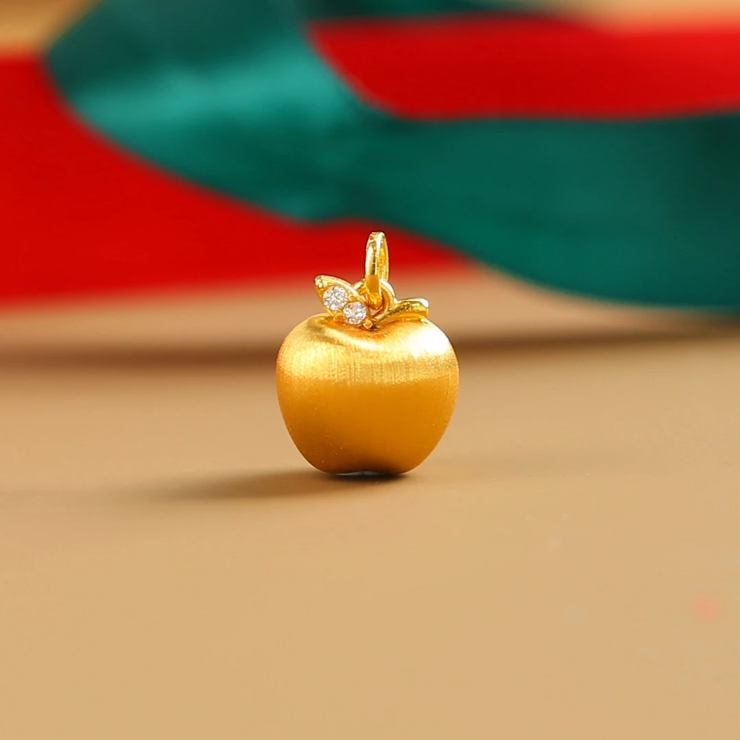 【小凤专属】18k金布契拉提拉丝平安果滴流（不含链）平平安安