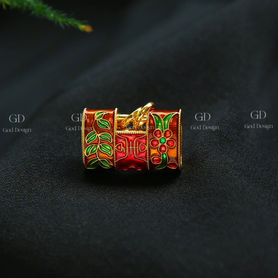 【小凤专属】18k金烤珐琅平安寿喜锁红玛瑙吊坠