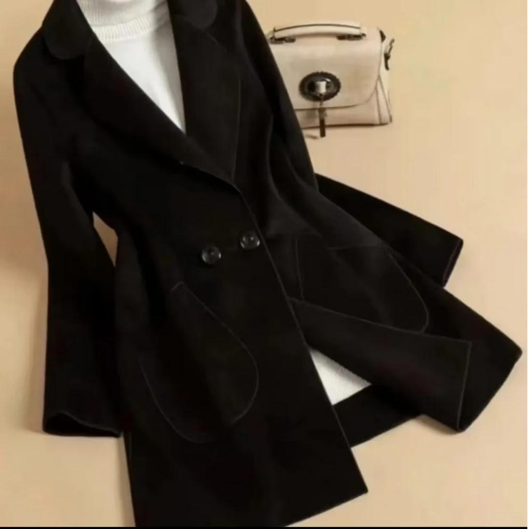 【仙仙女装】秋冬新款短款小个子双面绒韩版百搭轻奢时尚毛呢大衣