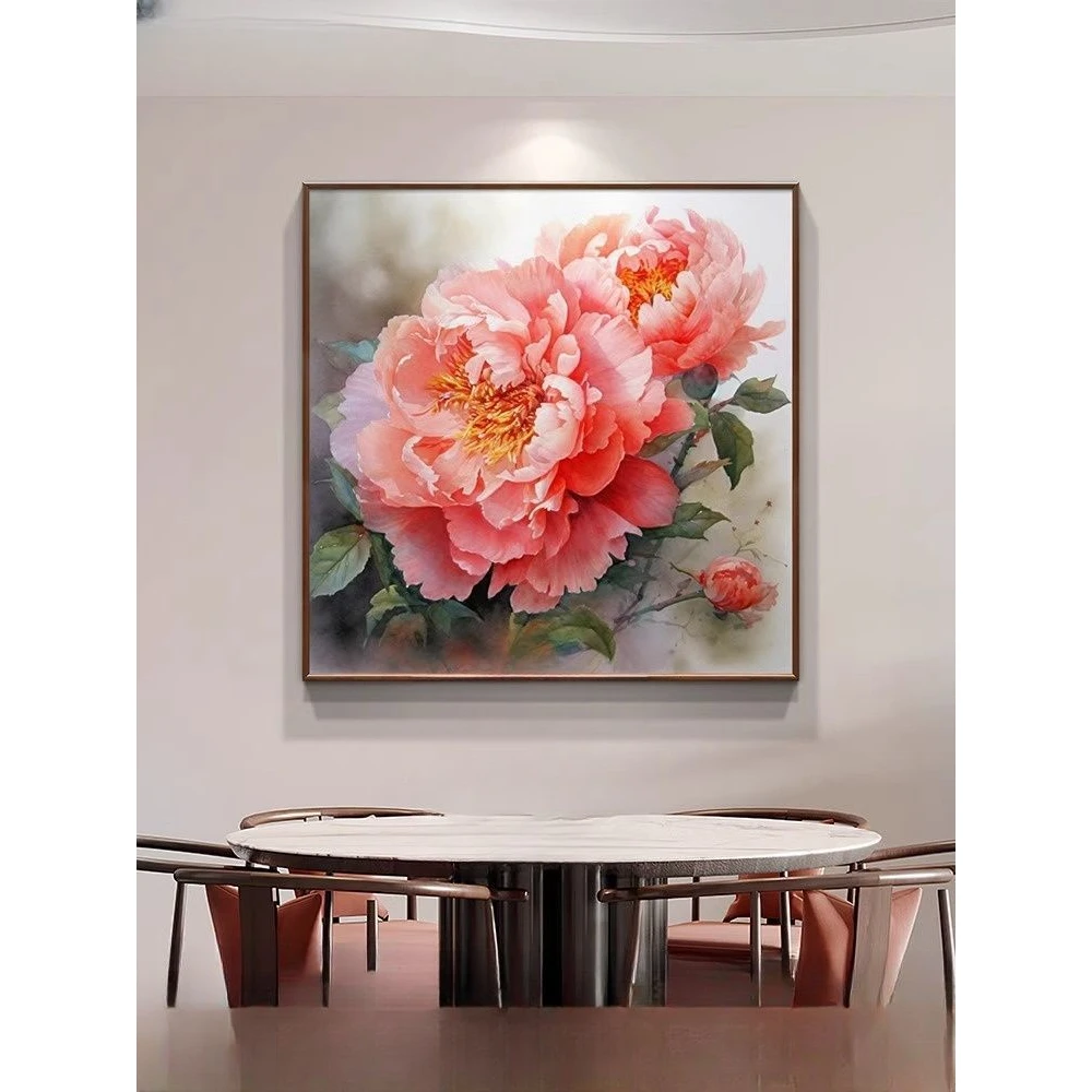 【新中式】富贵牡丹餐厅装饰画玄关挂画客厅民宿茶室花卉新款