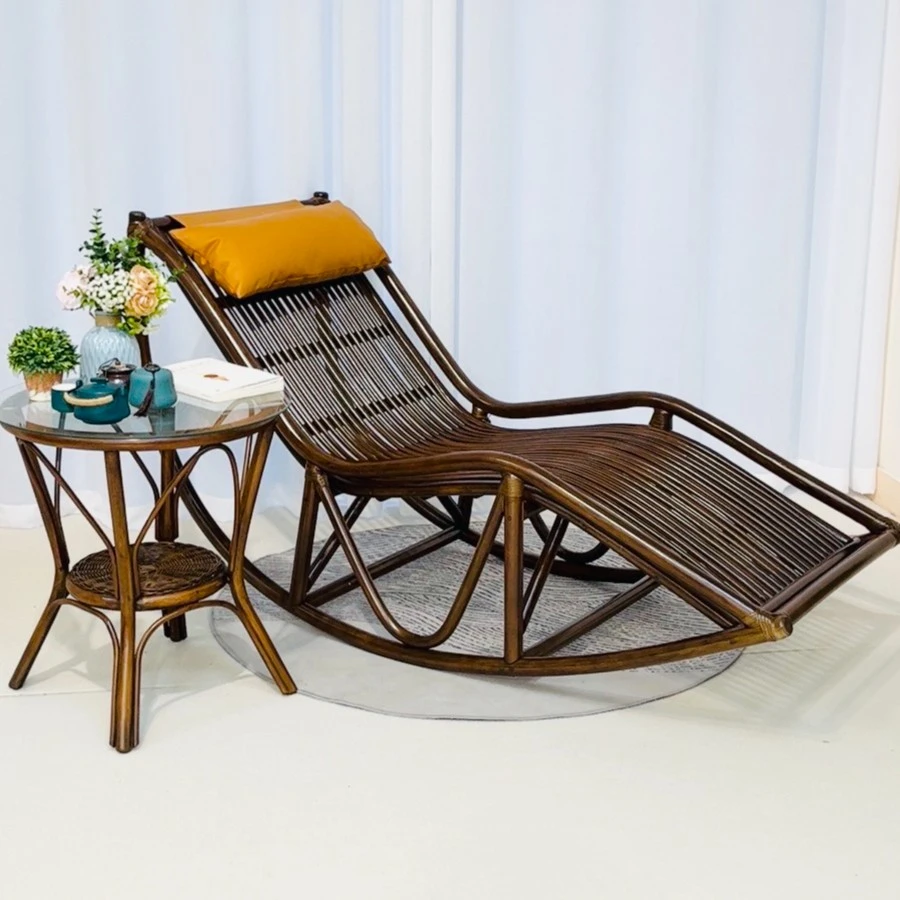 夏季真藤摇椅躺椅摇摇椅休闲老人家用阳台藤椅藤编客厅