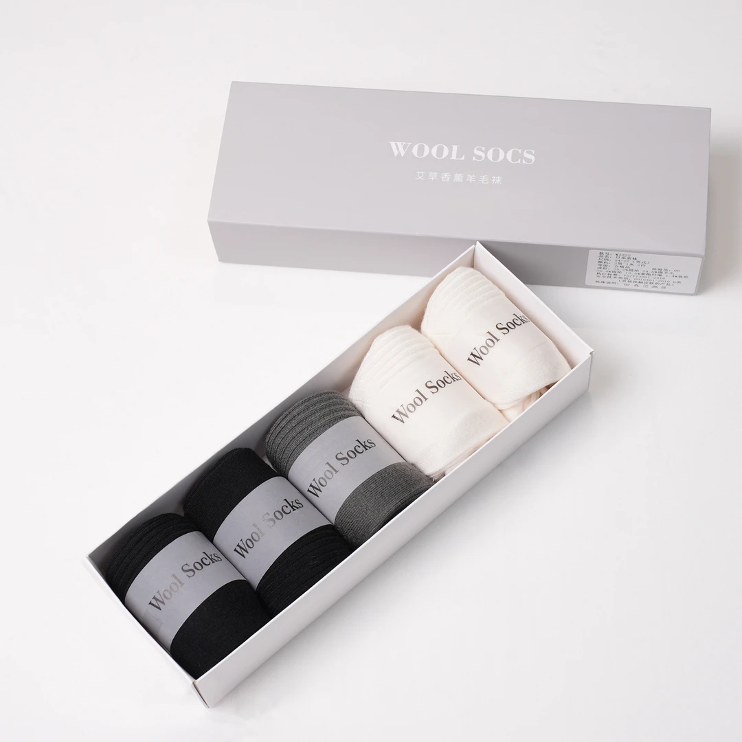 悦戎秋冬新款时尚男女士羊毛袜素袜休闲中筒袜