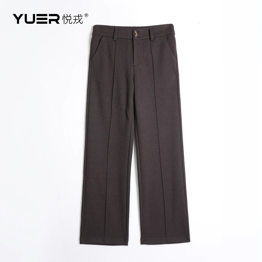 女士秋冬新款保暖时尚休闲裤高腰百搭简约设计师纯色长裤