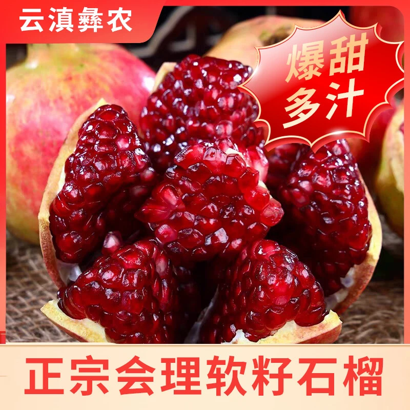 坏果包赔 正宗四川突尼斯软籽石榴果王单果400+到手3-6个带箱5斤G