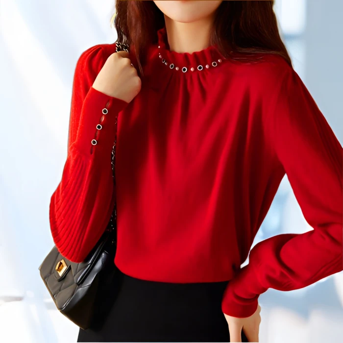 2024新款女士套头显瘦毛衣长袖外穿时尚洋气针织衫