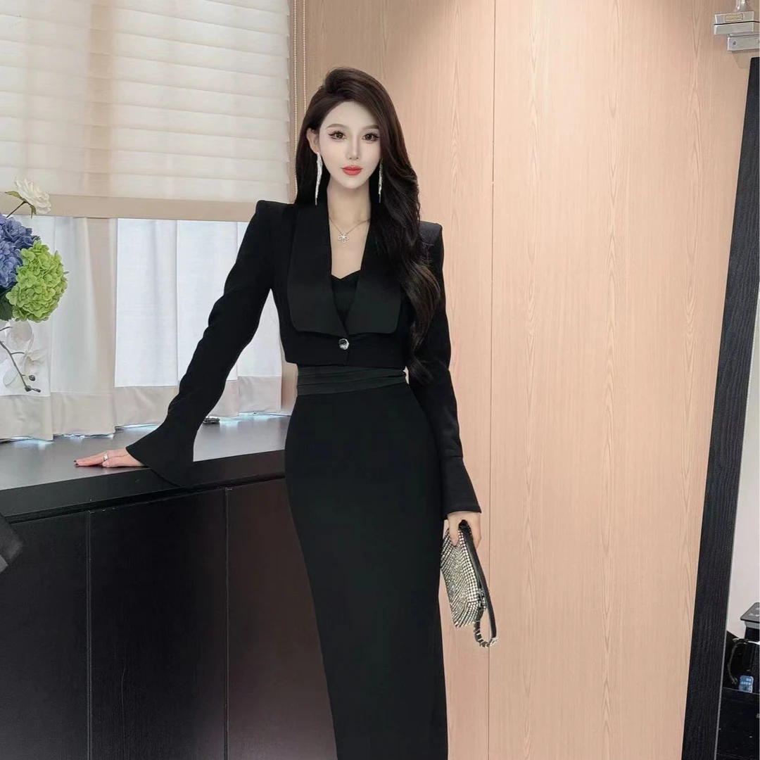 修身包臀裙显瘦气质长袖高腰时尚女神LL24510+24510-1