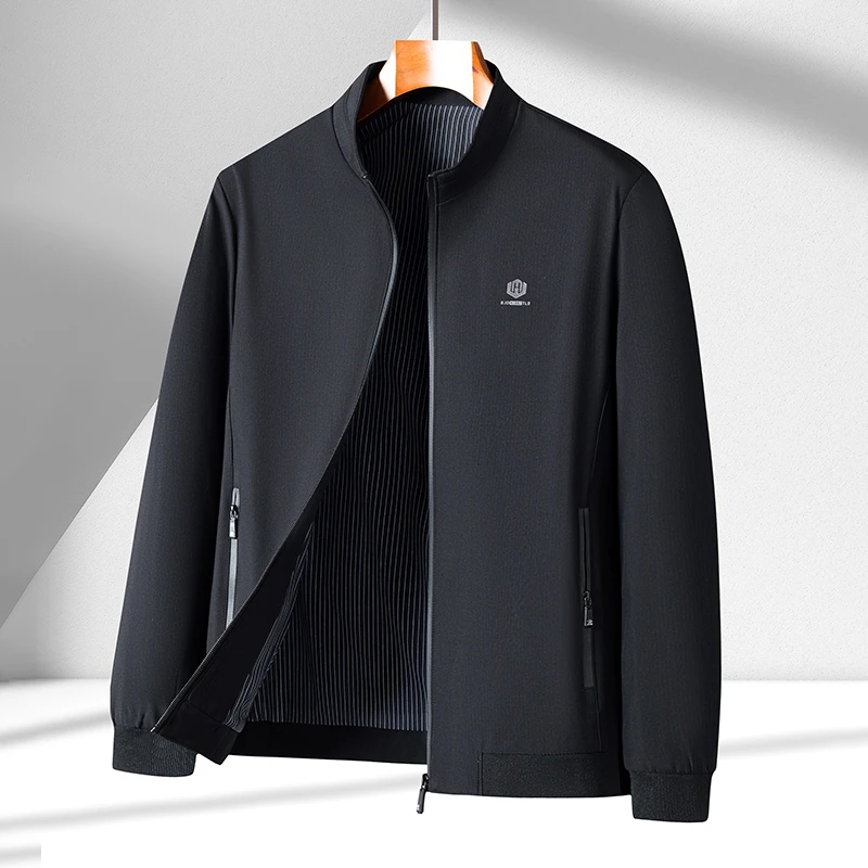 序世保罗2025时尚商务高档内里薄款休闲男士立领夹克外套