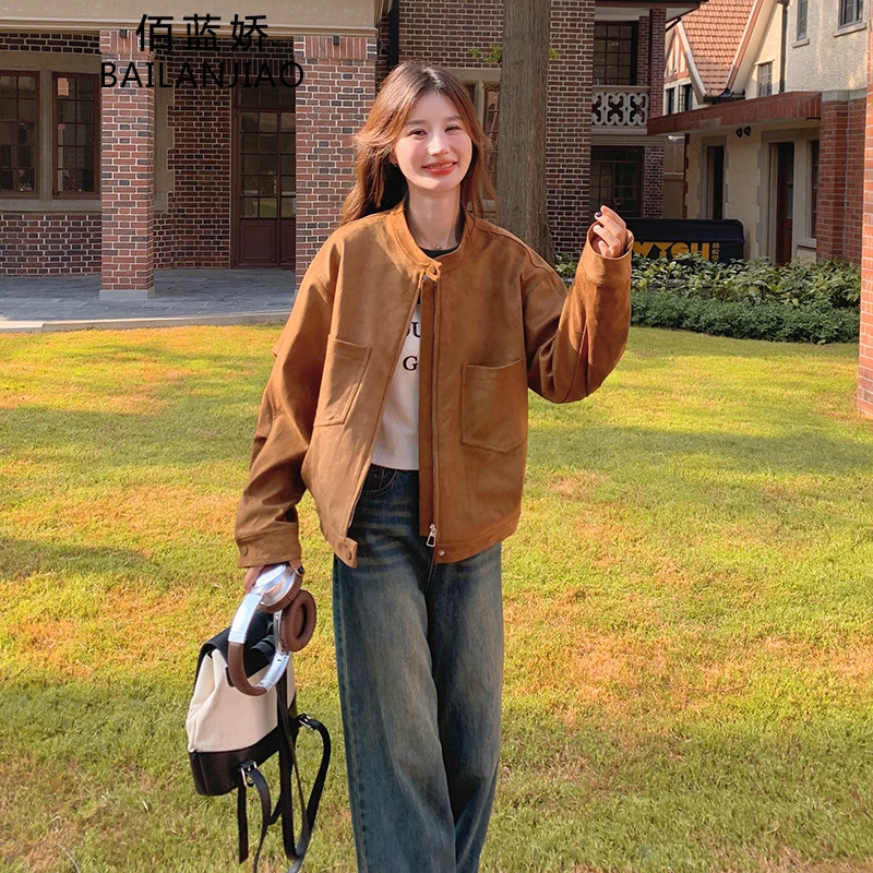 佰蓝娇美拉德外套女春秋2024新款韩版休闲炸街短款工装夹克上衣