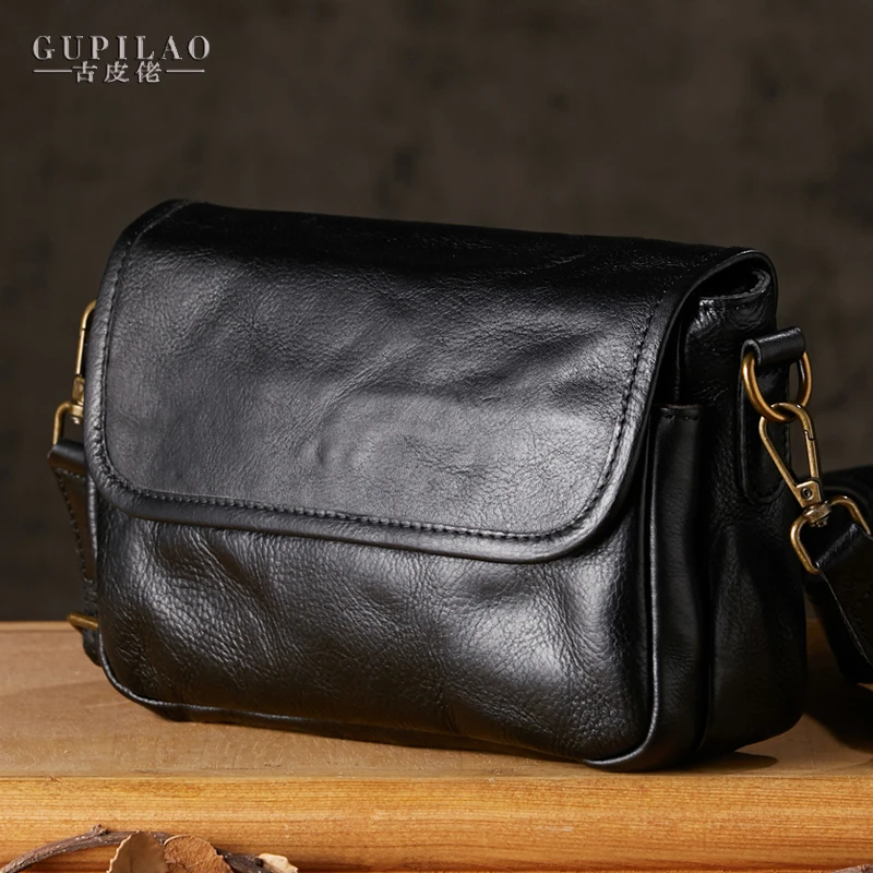 手工原创植鞣皮男士横款邮差包真皮男包头层牛皮休闲单肩斜挎包潮