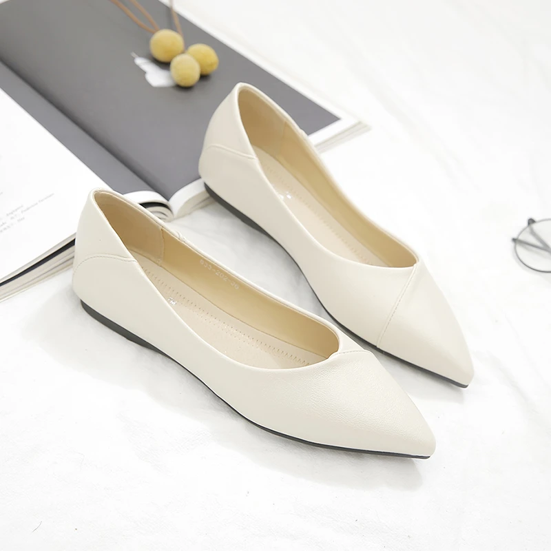 凯莉花单鞋女2025新款春秋豆豆鞋浅口上班工作鞋夏软底尖头平底鞋