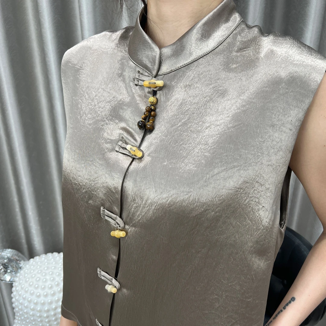 【重磅醋酸】秋冬水波纹肌理300克重磅百分百醋酸马甲外套上衣轻奢