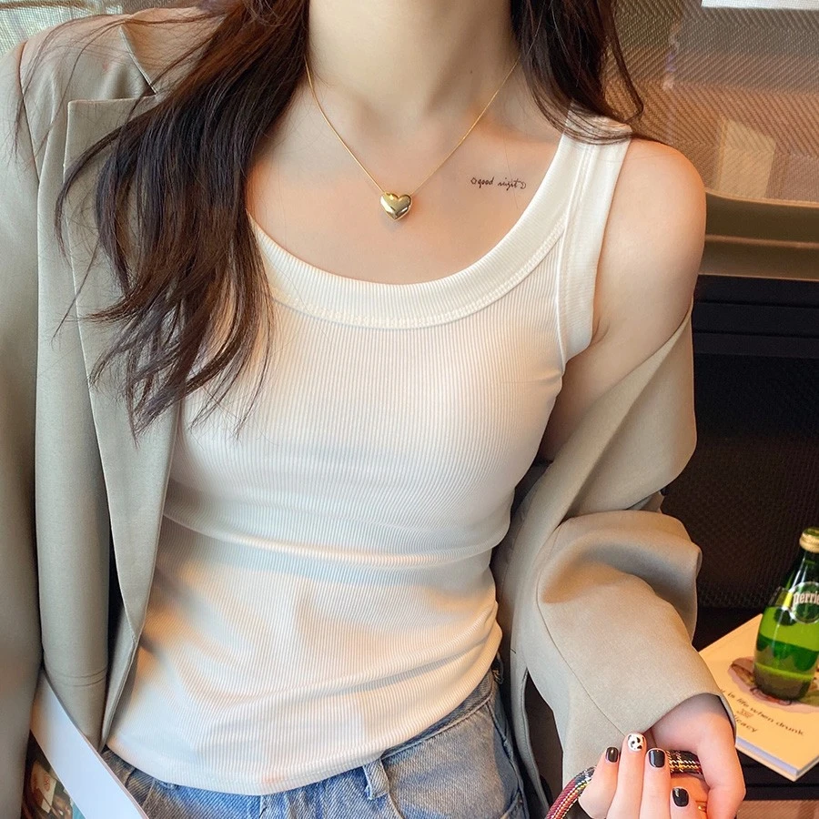 螺纹吊带背心女款网红2023新款西装内搭背心防走光夏打底衫遮副乳