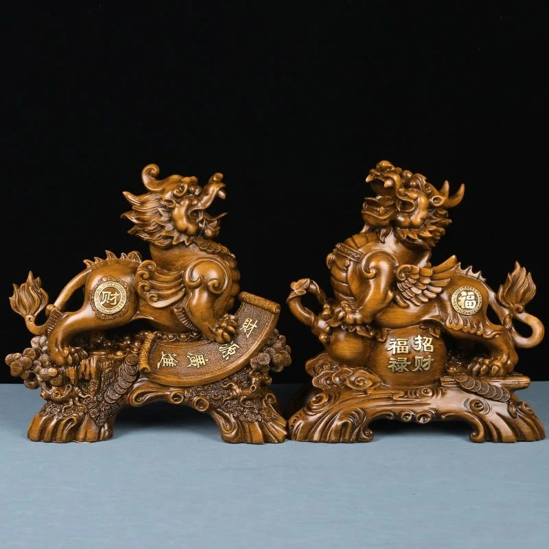 《财源广进貔貅（一对）》客厅店铺公司装饰摆件（单只长28宽12高28cm）