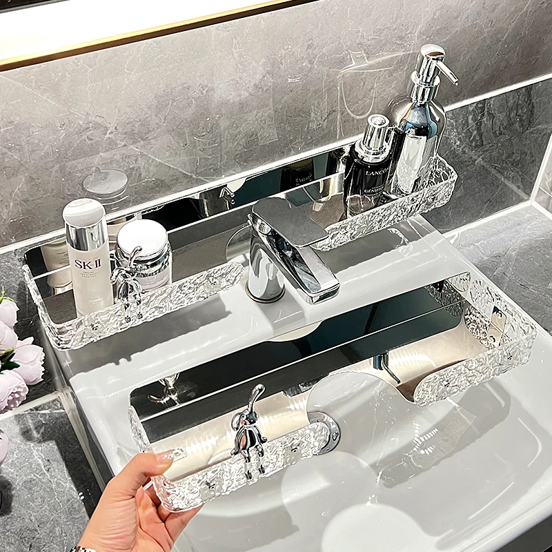 卫生间水龙头置物架免打孔墙上浴室厕所洗手洗漱台化妆品收纳架子