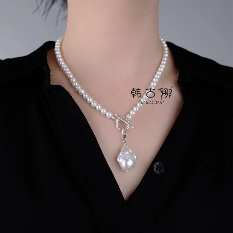 钛钢项链 项链女2024新款异形巴洛克吊坠锁骨链颈链