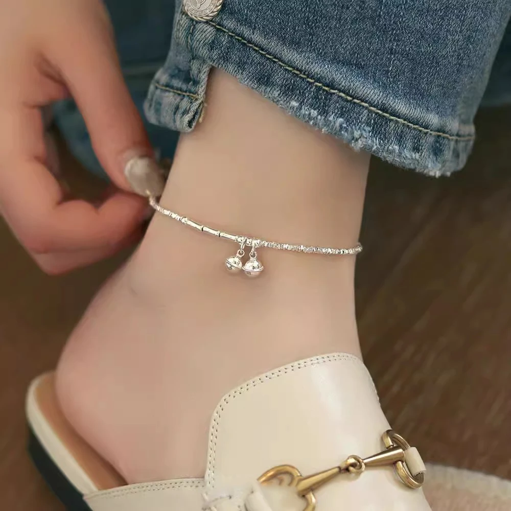 铜合金脚链 碎银子铃铛脚链女2024新款潮轻奢小众高级感足链脚环