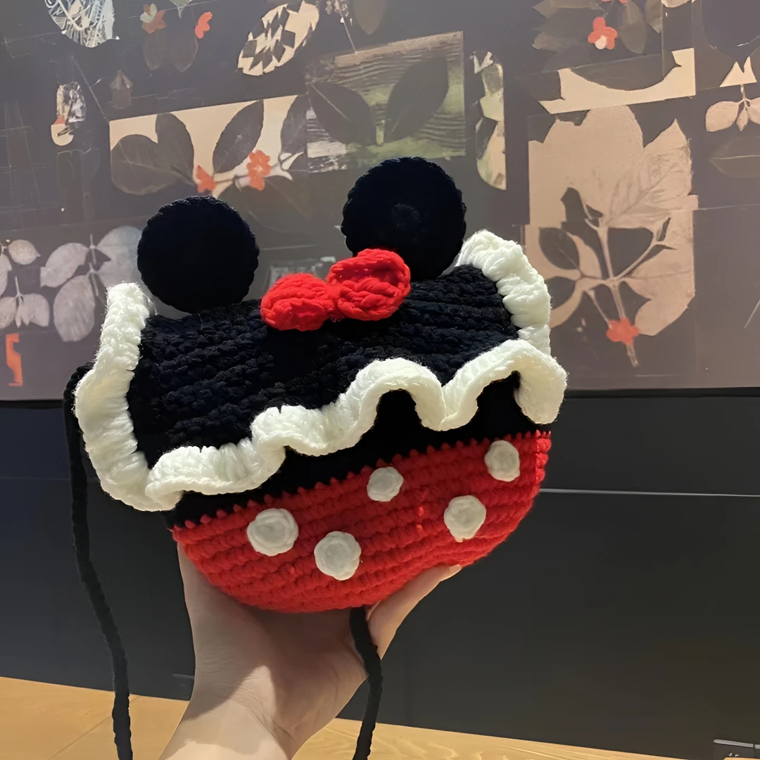 可爱手工diy编织包包米奇白雪公主毛线自制材料包钩针斜挎包礼物