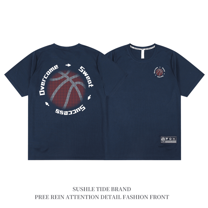 美式投篮训练服短袖运动T恤男日落篮球篮球速干健身跑步热身球衣