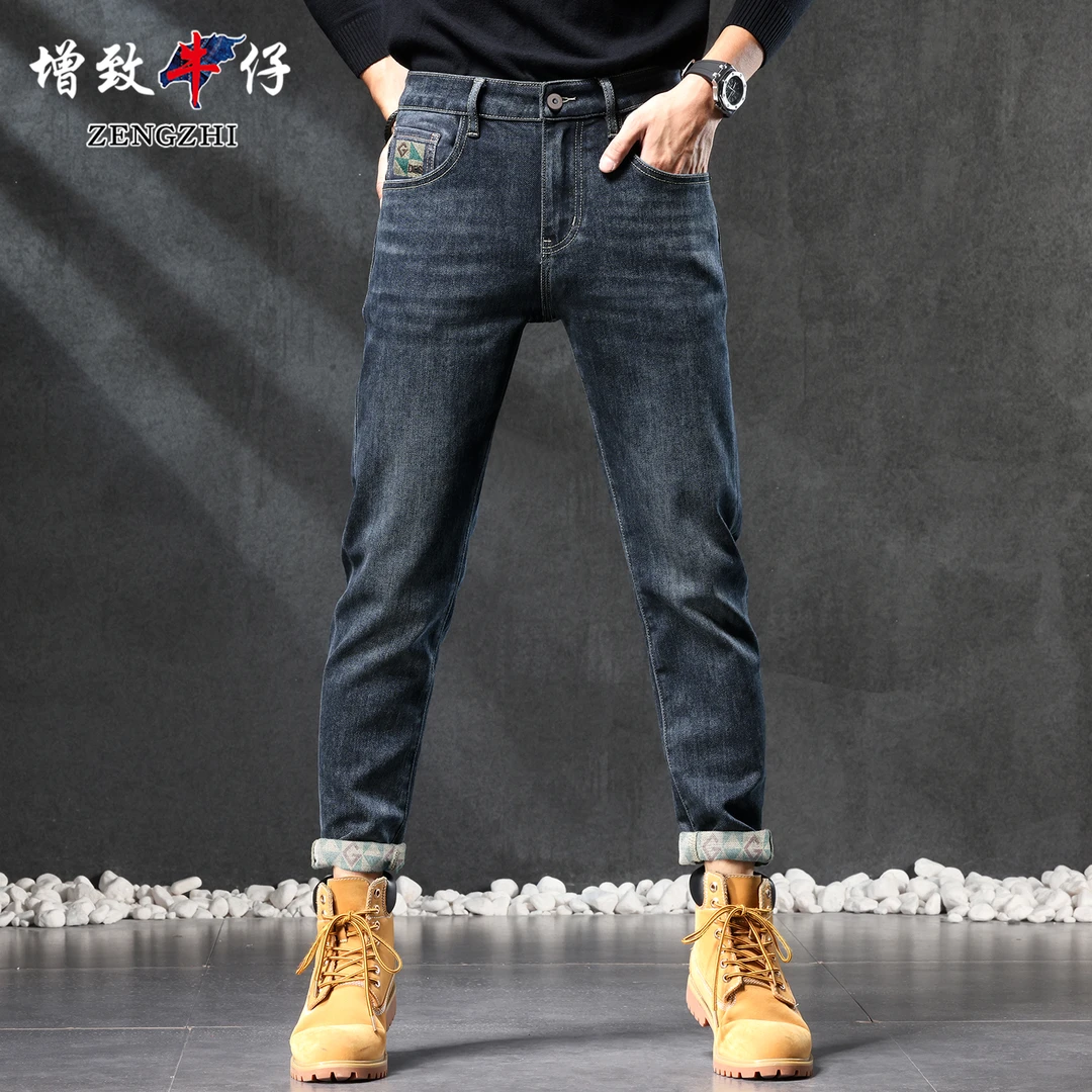 ZENGZHI/增致牛仔905蓝黑色牛仔裤春季加厚舒适休闲小直筒