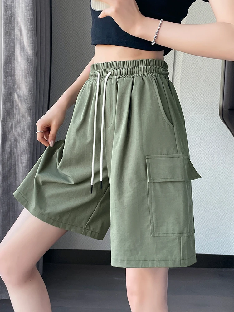 美式工装裤短裤女夏薄款休闲显瘦女裤百搭五分裤宽松透气运动裤子