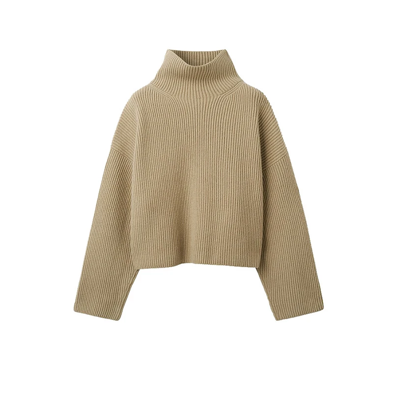 KIM 北欧小众设计师 TT高领毛衣女加厚保暖罗纹落肩外穿针织衫冬