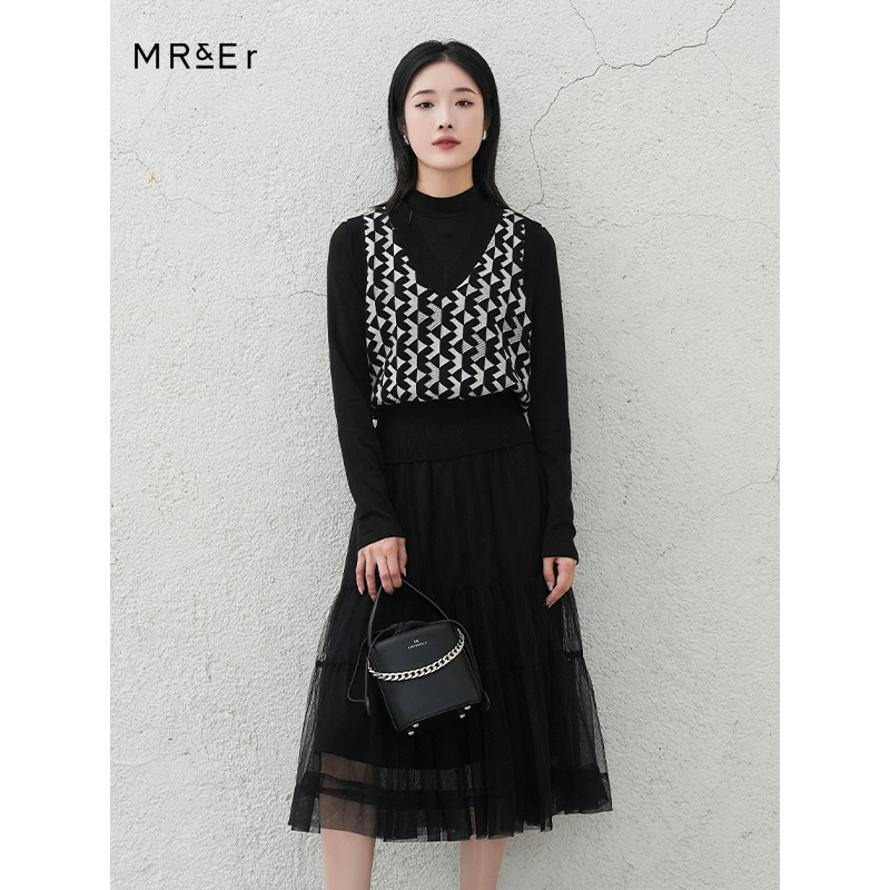 秋冬新款设计感针织衫马甲两件套上衣R3DT1021