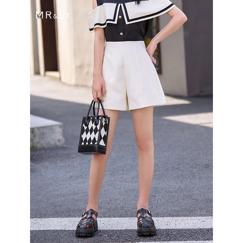 【品牌折扣】休闲西装短裤夏季高腰a字显瘦阔腿裤R3B70711