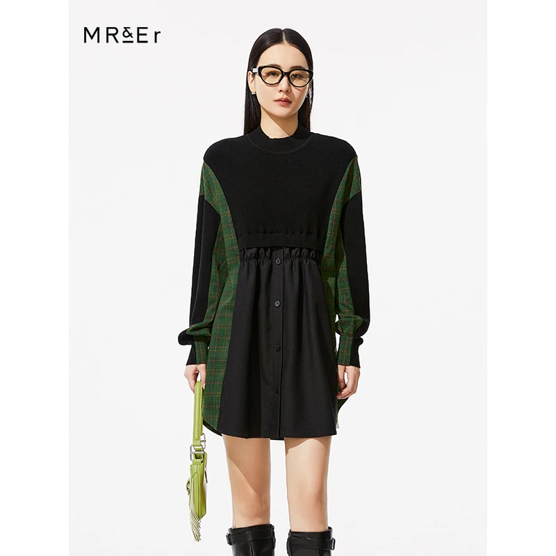 【品牌折扣】【反季清仓】学院风撞色卫衣连衣裙R3D90424