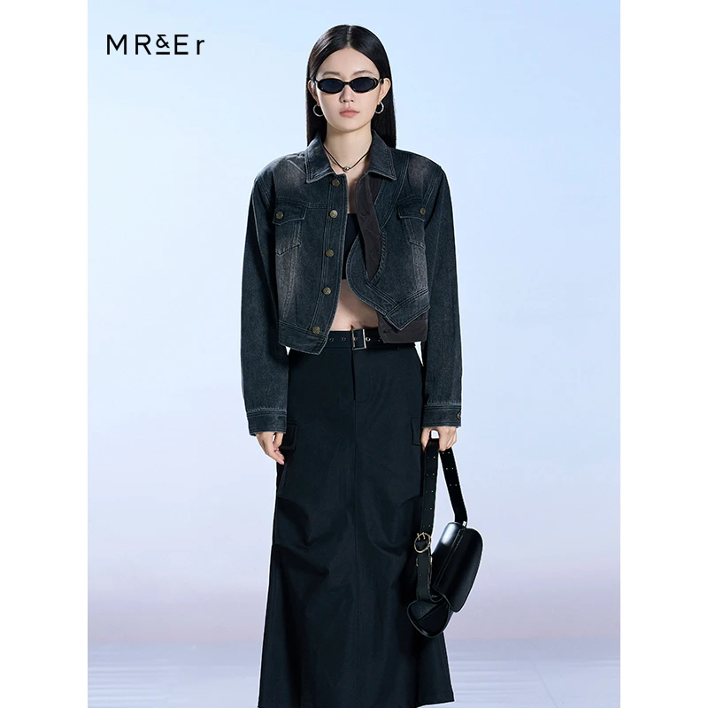 美式复古不规则牛仔外套宽松时尚短款上衣R4A31822