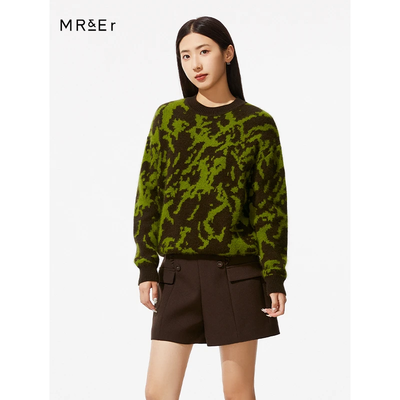 【品牌折扣】【反季清仓】设计感撞色圆领针织衫毛衣R3D50824