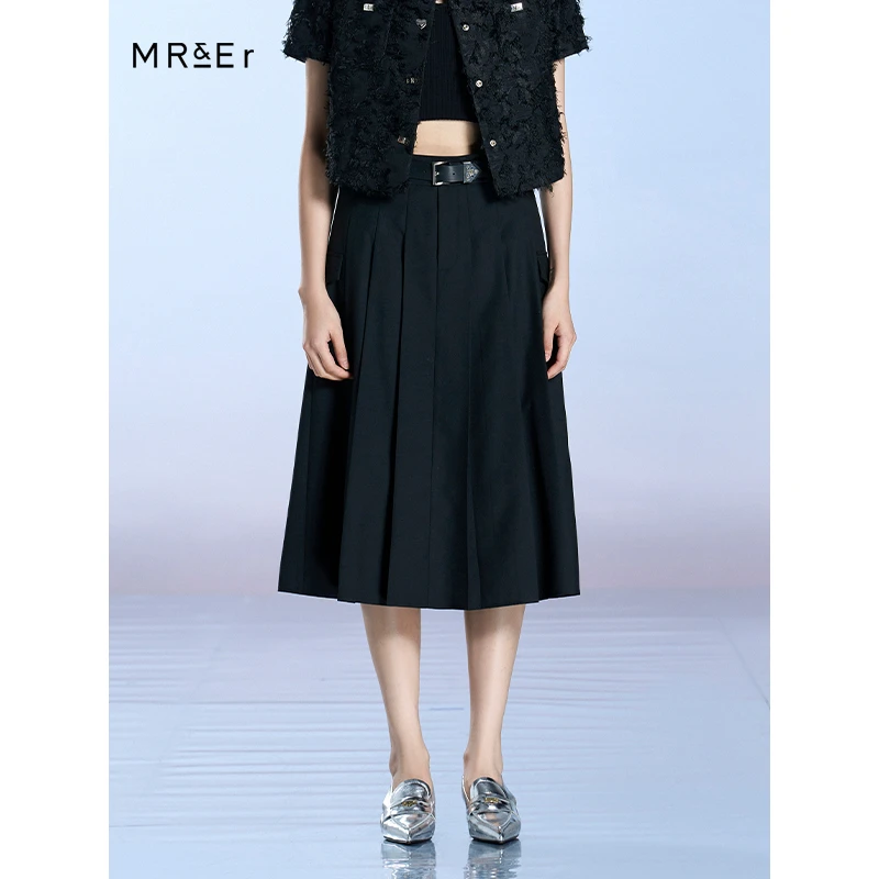 【粉丝专享】高腰假皮带装饰通勤百搭中长款半身裙R4A60162