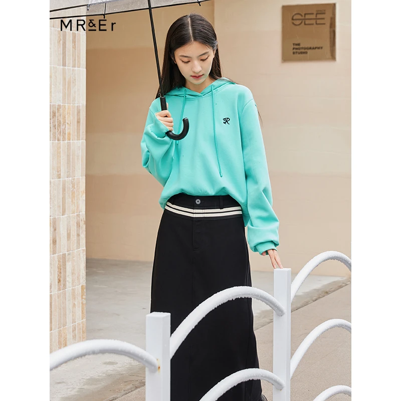 【品牌折扣】秋冬新品学院风浅色连帽卫衣R3C81223