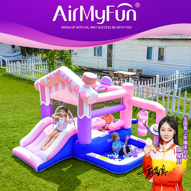 AirMyFun粉红乐园充气城堡室内外蹦床滑梯跳床清凉品质玩具pvc