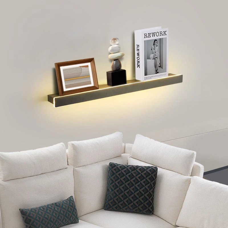 置物架壁灯卧室床头灯新款护眼客厅沙发长条主卧线条背景墙照明灯