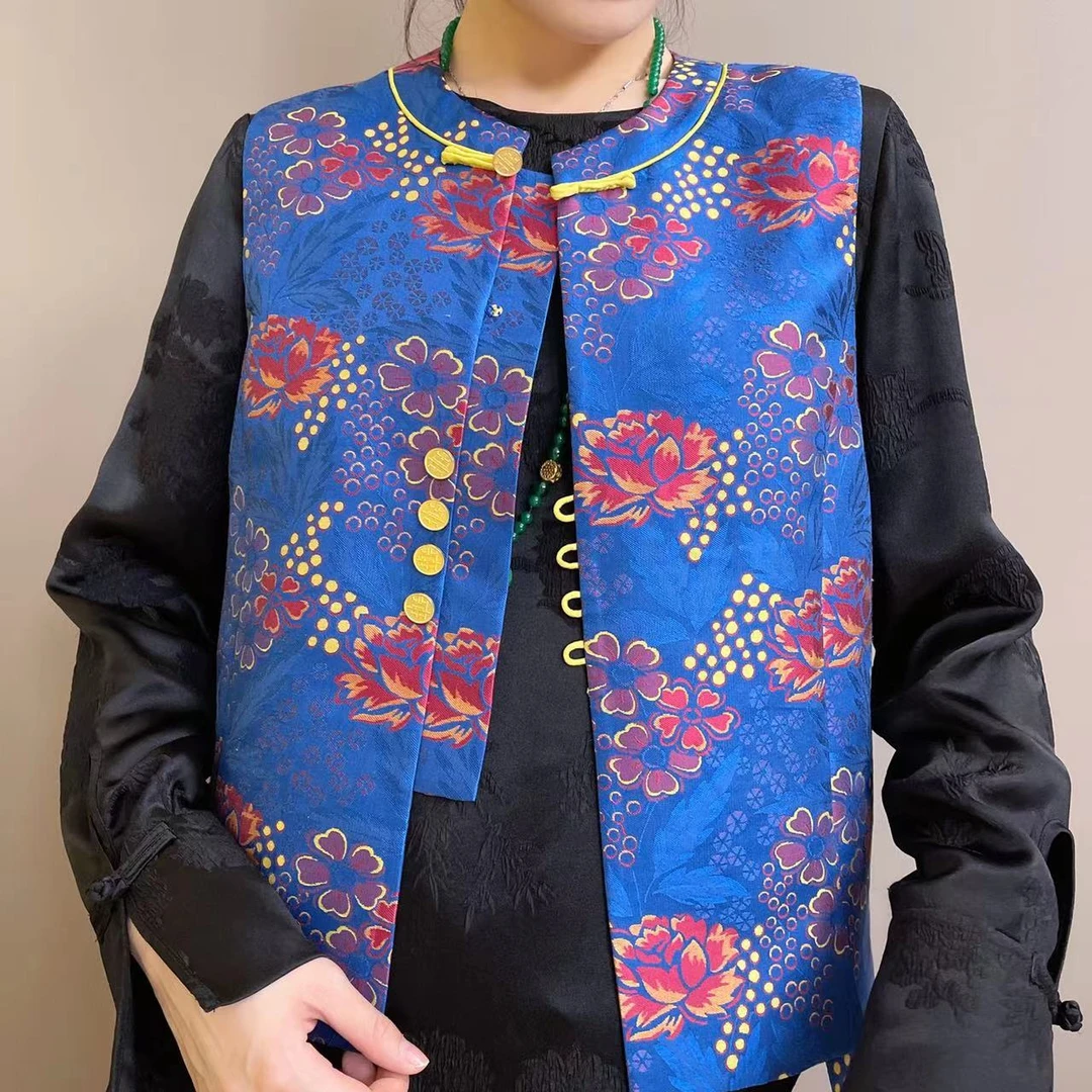 《ELFBOX》复古新中式民族风立领马甲5972