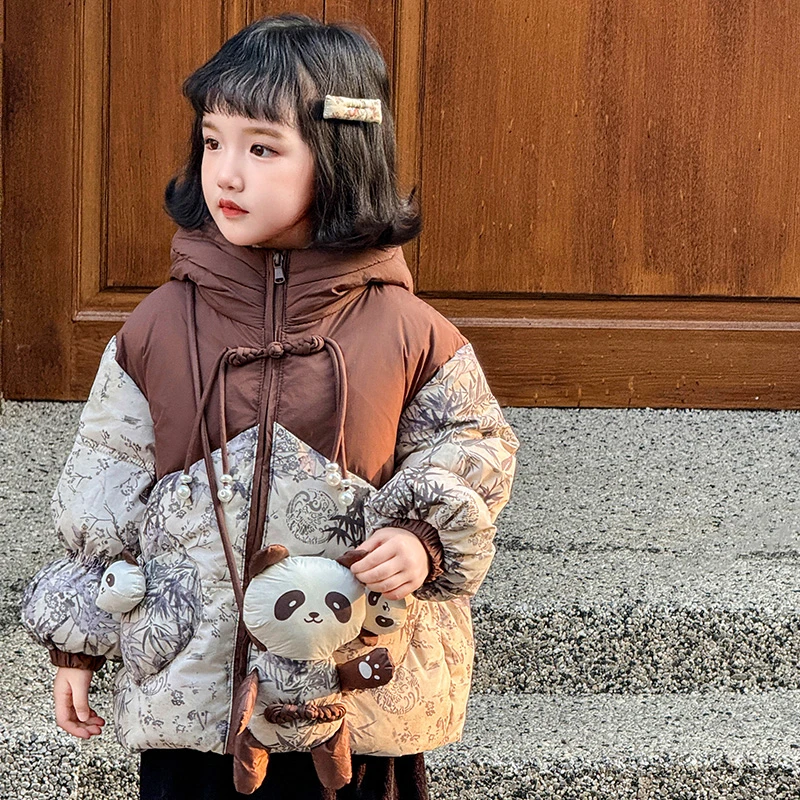 2024新款冬季儿童羽绒服中大童羽绒保暖复古中式盘扣洋气连帽外套