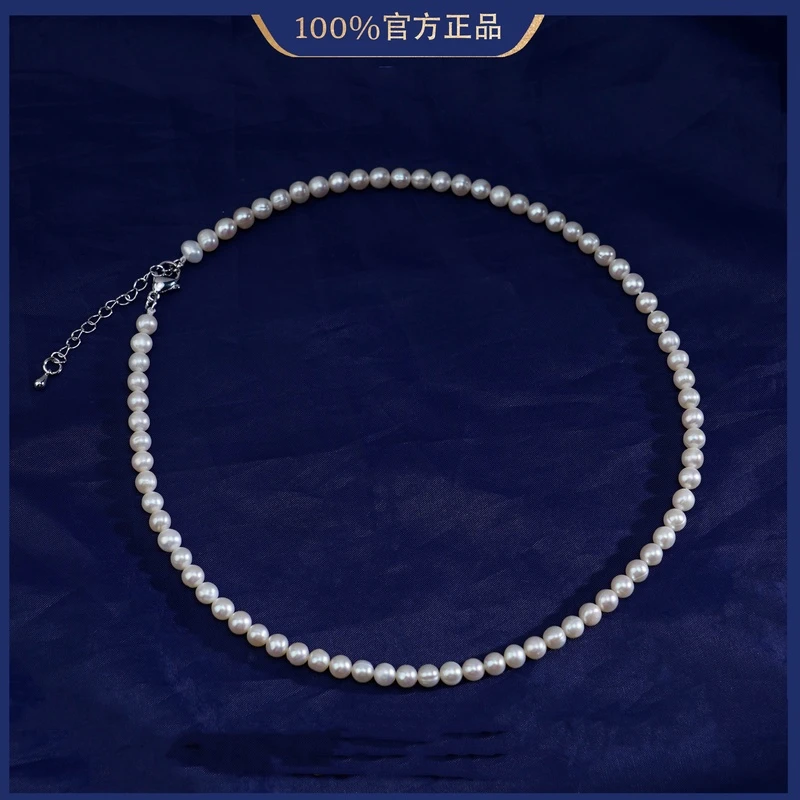 4-5mm佳蕊A114 无核淡水小米珠项链不圆中瑕冷白高光高亮百搭
